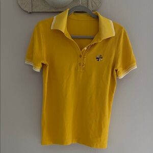 Tory Burch Yellow Polo with White Trim